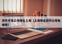 軟件開發(fā)公司排名上海（上海知名軟件公司有哪些）