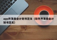 app開發(fā)商業(yè)計(jì)劃書范文（軟件開發(fā)商業(yè)計(jì)劃書范文）