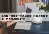 小程序開發(fā)費用一覽表華網(wǎng)版（小程序開發(fā)費用一覽表5h8華網(wǎng)天下）