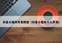 抖音小程序開發(fā)教程（抖音小程序個人開發(fā)）