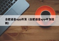 合肥語音app開發(fā)（合肥語音app開發(fā)招聘）